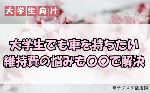 大学生でも車を持ちたい。維持費の悩みも丸々で解決